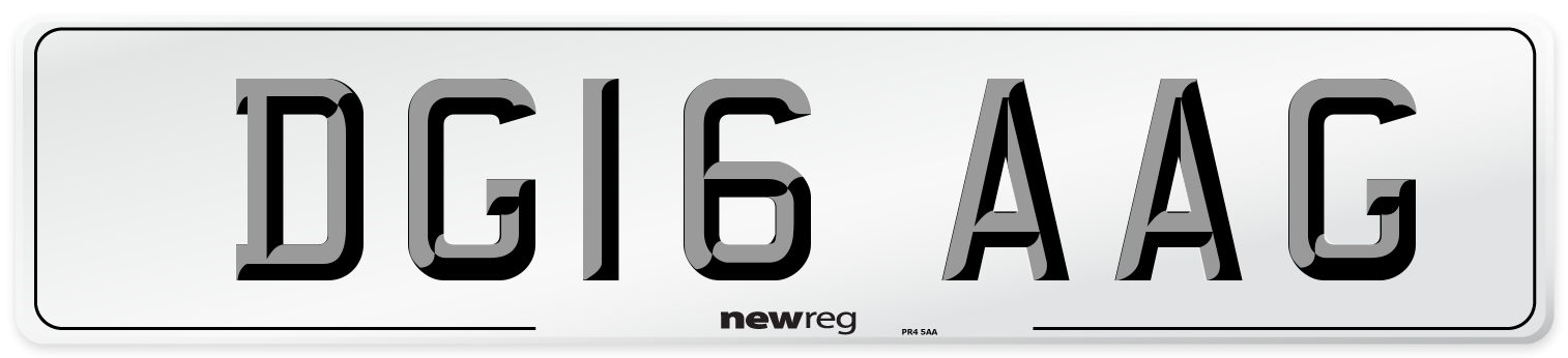 DG16 AAG Number Plate from New Reg